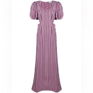 GANNI striped cut-out organic cotton dress